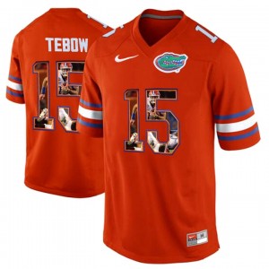 Tim Tebow Florida Gators Jersey Orange #15 Football Printing Portrait Premier 