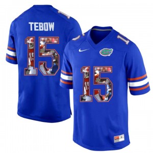 S-3XL Football Tim Tebow Florida Gators #15 Royal Blue Printing Portrait Premier Jersey