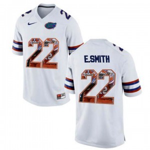 #22 Emmitt Smith Florida Gators Jersey White Printing Portrait Premier Football 
