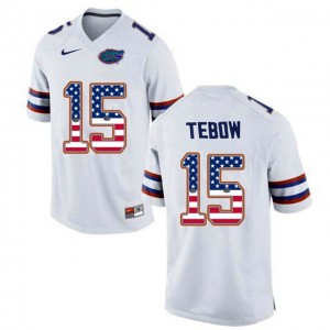 #15 Men's Tim Tebow Florida Gators Jersey Limited White 2017 US Flag Football 