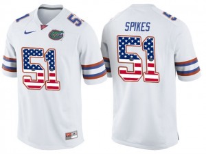 Men's Brandon Spikes Florida Gators Jersey White #51 Limited Football 2017 US Flag College