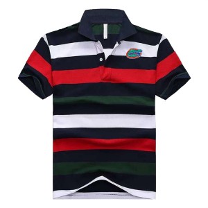 Stripe Team Logo Men's Black/Red/White Florida Gators Performance Polo