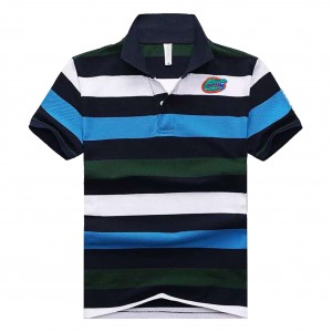 Men's Florida Gators Performance Polo Black/White/Blue Stripe Team Logo 