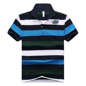 Men's Florida Gators Performance Polo Black/White/Blue Stripe Team Logo 