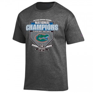 Men's Florida Gators T-shirt Charcoal Baseball Locker Room 2017 World Series National Champions 