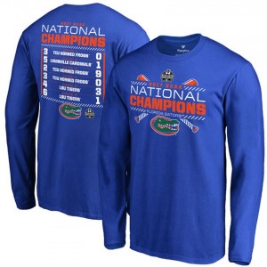 Men's Florida Gators Long Sleeve T-Shirt Royal Baseball Drive Schedule 2017 World Series National Champions 