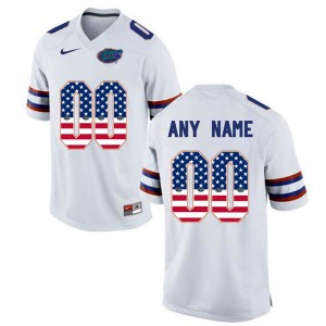 Florida Gators #00 Men's Limited US Flag Custom Football Jersey - White