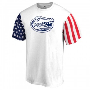 Men's Florida Gators White Team Logo Stars Stripes T-shirt