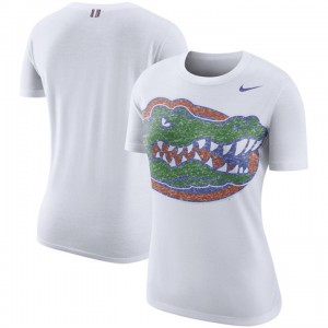 Florida Gators Women's Boycut Push Big Team Logo Slim Fit T-shirt - White