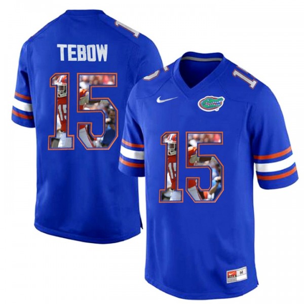 S 3XL Football Tim Tebow Florida Gators 15 Royal Blue Printing Portrait Premier Jersey Tim Tebow Florida Jersey